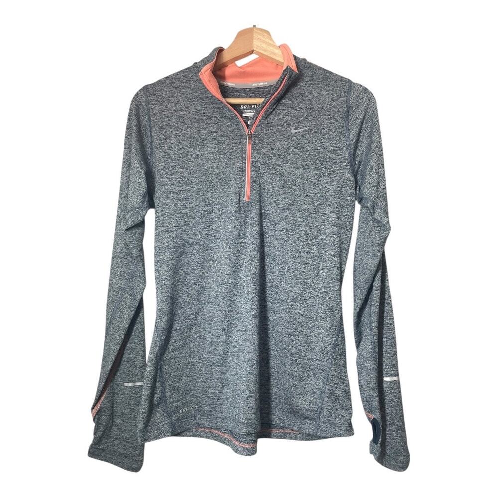 Nike Dri-fit Shirt Quarter 1/4 Zip Long Sleeve Pullover Size Small Running Gray